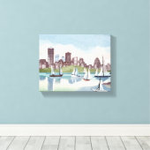 Boston Harbor | Boston Massachusetts Aquarel Canvas Afdruk (Insitu (Houten vloer))