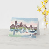 Boston Harbor | Boston Massachusetts Aquarel Kaart (Gele Bloem)
