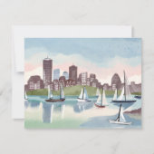 Boston Harbor Boston Massachusetts Aquarel Kaart (Voorkant)