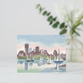 Boston Harbor Boston Massachusetts Aquarel Kaart (Staand voorkant)