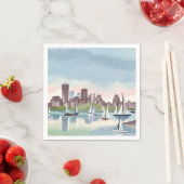 Boston Harbor | Boston Massachusetts Watercolor Servet (Insitu)
