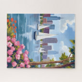 Boston Harbor Lente | Boot Baai Stadssilhouet Legpuzzel (Horizontaal)