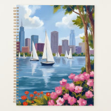 Boston Harbor Lente | Boot Baai Stadssilhouet