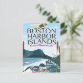 Boston Harbor Massachusetts Vluchtposter Briefkaart (Staand voorkant)