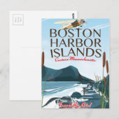 Boston Harbor Massachusetts Vluchtposter Briefkaart (Voorkant / Achterkant)
