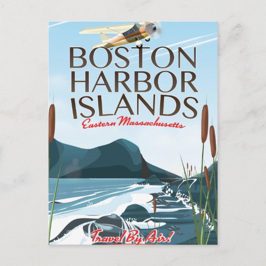 Boston Harbor Massachusetts Vluchtposter Briefkaart (Voorkant)