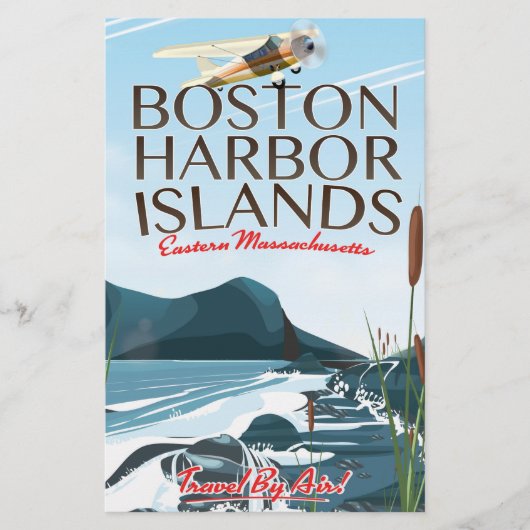 Boston Harbor Massachusetts Vluchtposter Briefpapier (Voorkant)