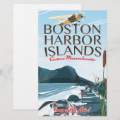Boston Harbor Massachusetts Vluchtposter Briefpapier (Voorkant / Achterkant)