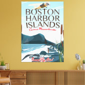 Boston Harbor Massachusetts Vluchtposter Canvas Afdruk (Insitu (Woonkamer))