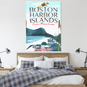 Boston Harbor Massachusetts Vluchtposter Canvas Afdruk (Insitu (Slaapkamer))