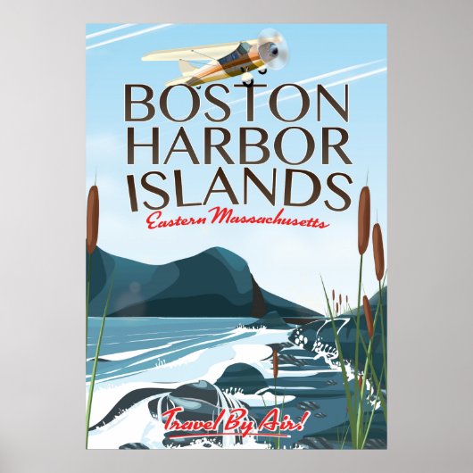 Boston Harbor Massachusetts Vluchtposter Poster (Voorkant)