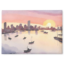 Boston Harbor | Watercolor Stad Massachusetts
