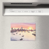 Boston Harbor | Watercolor Stad Massachusetts Magneet (Insitu (Vaatwasser))