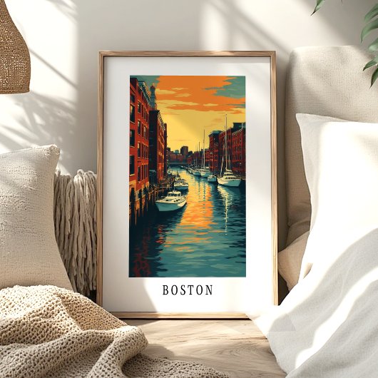 Boston Harbor Zonsondergang Poster