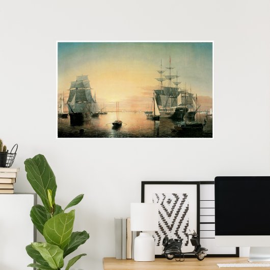 Boston Harbour, 1850-55 Poster (Thuiskantoor)