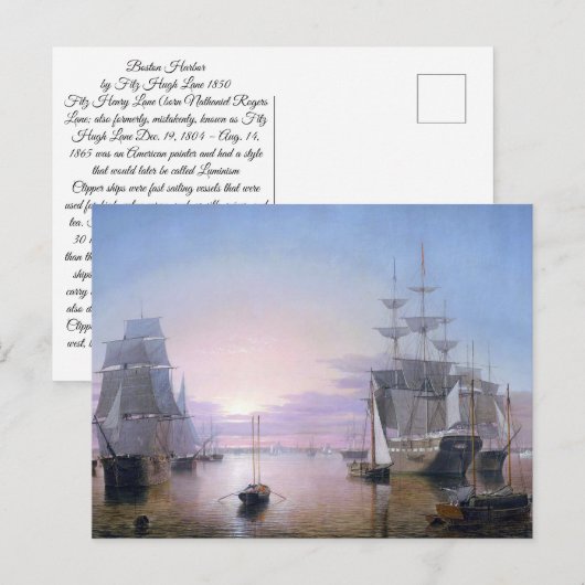 Boston Harbour 1850 Briefkaart (Voorkant / Achterkant)