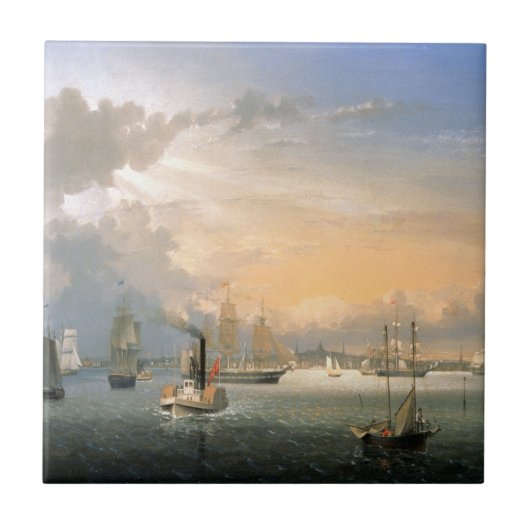 Boston Harbour 1854 Tegeltje (Voorkant)