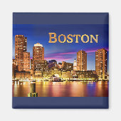 Boston Harbour at Night sms BOSTON Magneet (Voorkant)