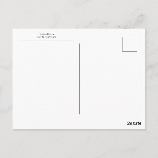 Boston Harbour beroemd gemaakt door Fitz Henry Lan Briefkaart (Achterkant)