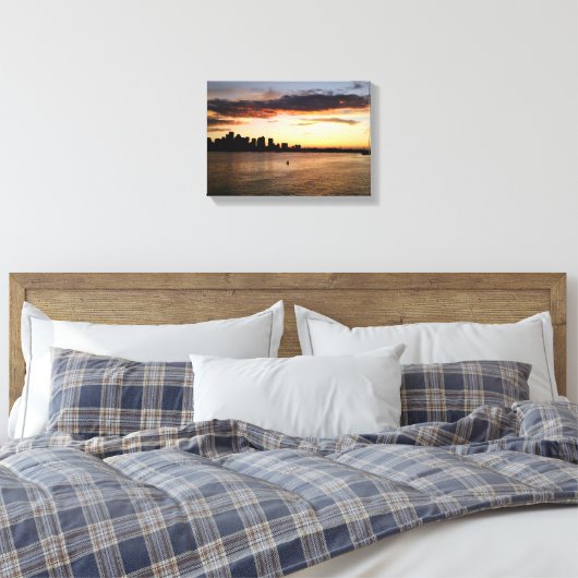 Boston Harbour bij zonsondergang Canvas Afdruk (Insitu (Slaapkamer))