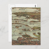 Boston Harbour Birdseye-uitzicht-kaart Briefkaart (Voorkant / Achterkant)