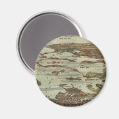 Boston Harbour Birdseye-uitzicht-kaart Magneet (Voorkant / Achterkant)