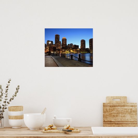 Boston Harbour en skyline. Boston is een van de 6 Poster (Keuken)
