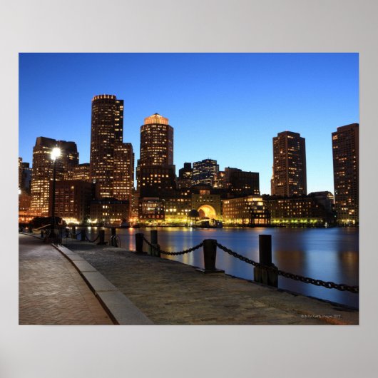 Boston Harbour en skyline. Boston is een van de 6 Poster (Voorkant)