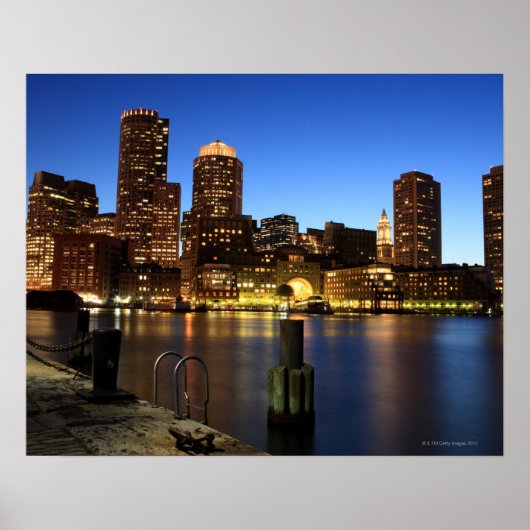 Boston Harbour en skyline. Boston is een van de 7 Poster (Voorkant)