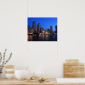 Boston Harbour en skyline. Boston is een van de 8 Poster (Keuken)
