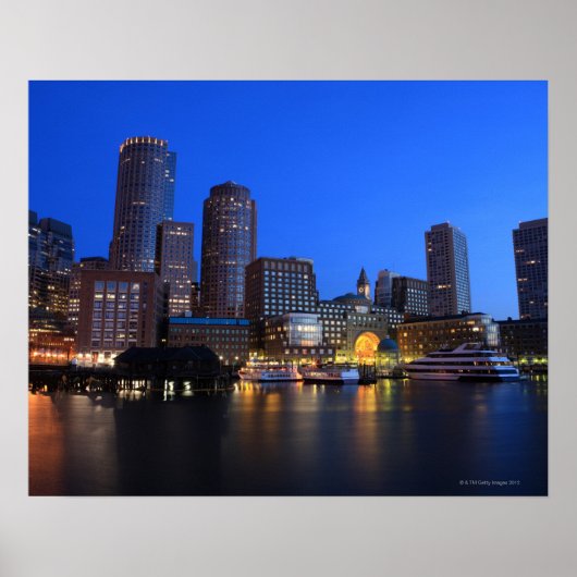 Boston Harbour en skyline. Boston is een van de 8 Poster (Voorkant)