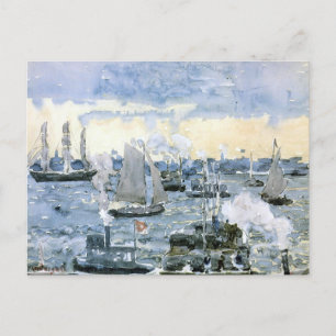 Boston Harbour, kunstschilderkunst, Briefkaart