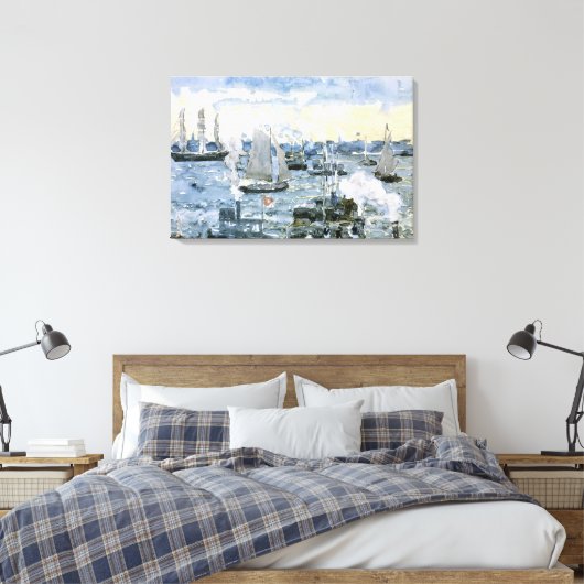 Boston Harbour, kunstschilderkunst, Canvas Afdruk (Insitu (Slaapkamer))