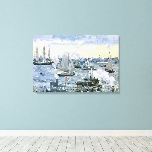 Boston Harbour, kunstschilderkunst, Canvas Afdruk (Insitu (Houten vloer))