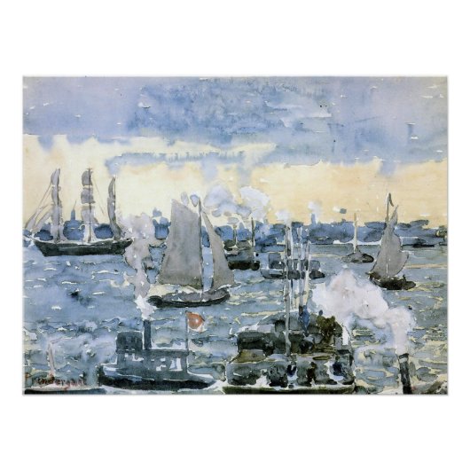 Boston Harbour, kunstschilderkunst, Perfect Poster (Voorkant)