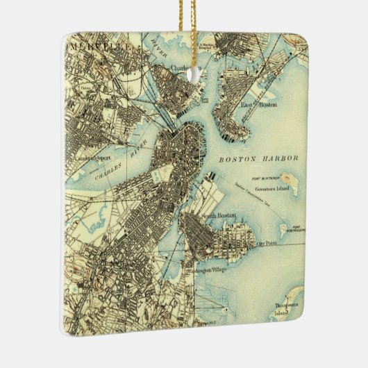Boston Harbour Map Keramisch Ornament (Rechts)