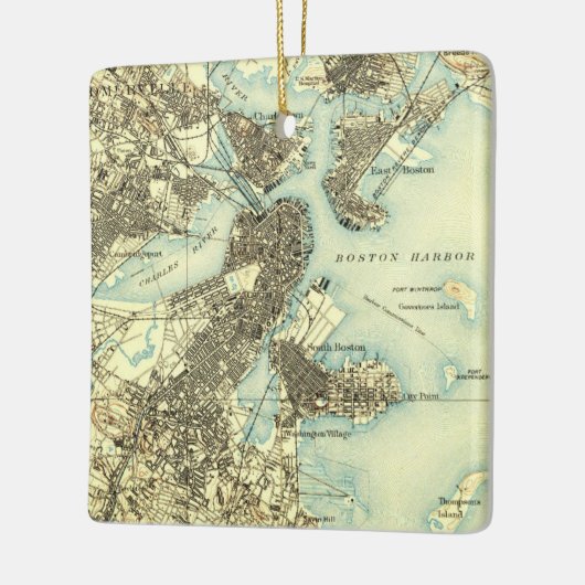Boston Harbour Map Keramisch Ornament (Links)