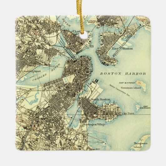 Boston Harbour Map Keramisch Ornament (Voorkant)