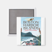 Boston Harbour Massachusetts Flight poster Magneet (Voorkant / Achterkant)
