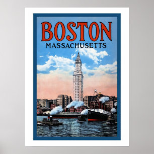  Boston Harbour Massachusetts Travel Poster