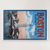  Boston Harbour Massachusetts Travel Poster Legpuzzel (Horizontaal)