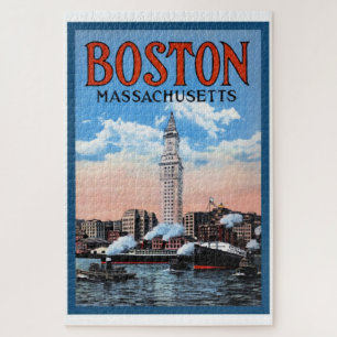 Boston Harbour Massachusetts Travel Poster Legpuzzel