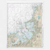 Boston Harbour Nautical Chart 13270 Fleece Deken (Voorkant)