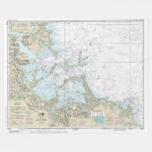 Boston Harbour Nautical Chart 13270 Fleece Deken (Voorkant (Horizontaal))