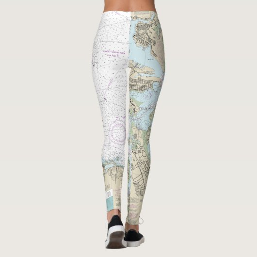 Boston Harbour Nautical Chart 13270 Leggings (Achterkant)