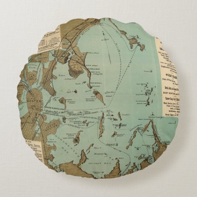 Boston Harbour Rond Kussen (Voorkant)