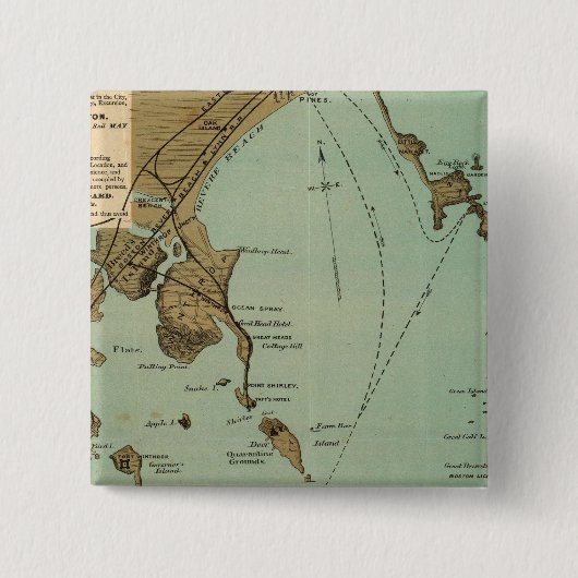 Boston Harbour Vierkante Button 5,1 Cm (Voorkant)
