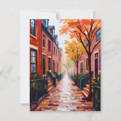 Boston Herfst Aquarel Beacon Hill Kaart (Voorkant)
