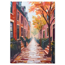 Boston Herfst Aquarel Beacon Hill