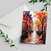 Boston Herfst Aquarel Beacon Hill Massachusetts Briefkaart